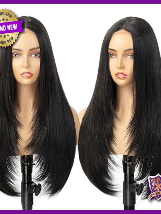 26 Inch Glueless Lace Front Wig with Human Hair Blend 200 Density main image 4